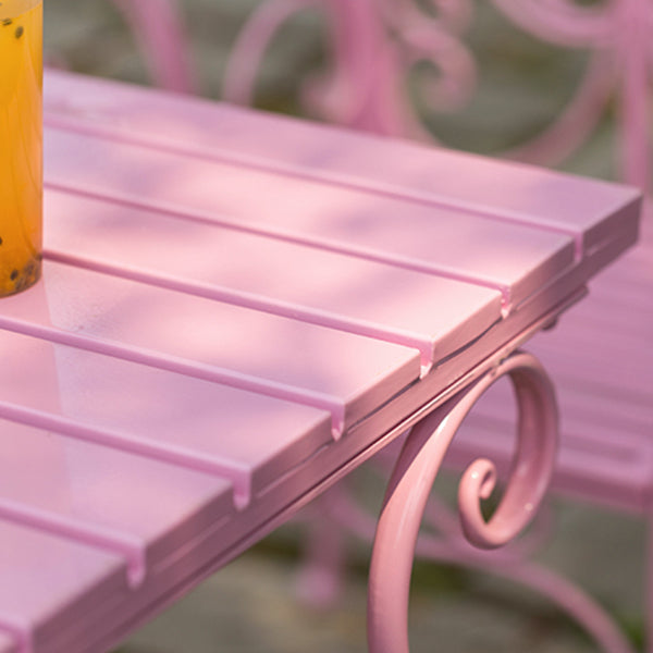 1/2/3 Pcs Metal Pink Dining Set Contemporary Square Dining Table Set