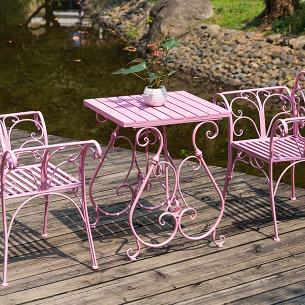 1/2/3 Pcs Metal Pink Dining Set Contemporary Square Dining Table Set