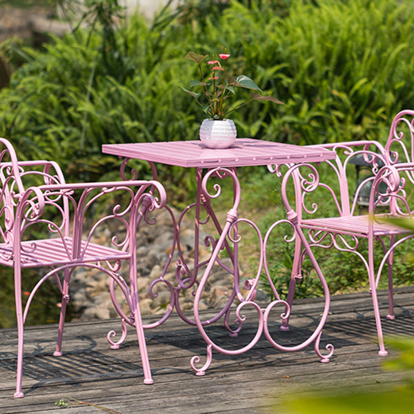 1/2/3 Pcs Metal Pink Dining Set Contemporary Square Dining Table Set