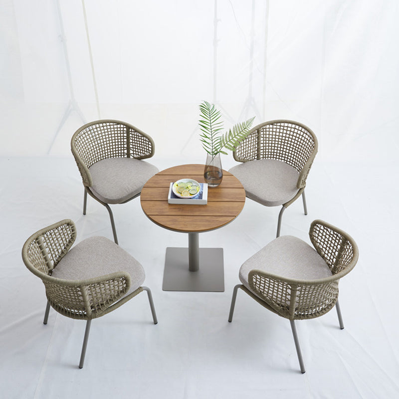 Boho Outdoor Dining Table Set 1/4/5 Pcs Rattan Matte Finish Dining Set