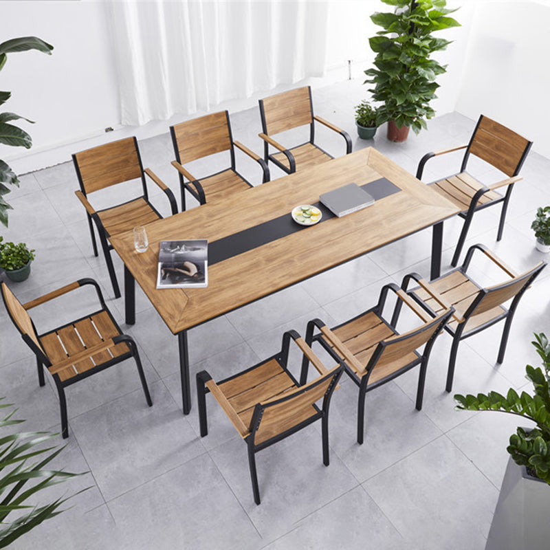 Modern Style 1/4/5/7/9 Pieces Metal Dining Set Reclaimed Wood Table Set for Outdoor