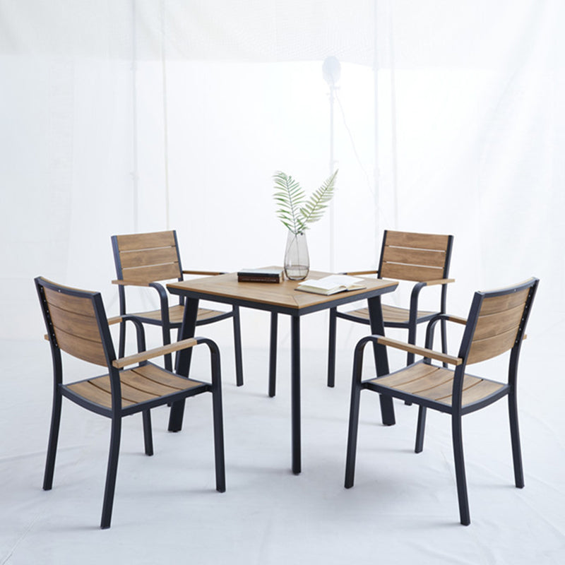 Modern Style 1/4/5/7/9 Pieces Metal Dining Set Reclaimed Wood Table Set for Outdoor