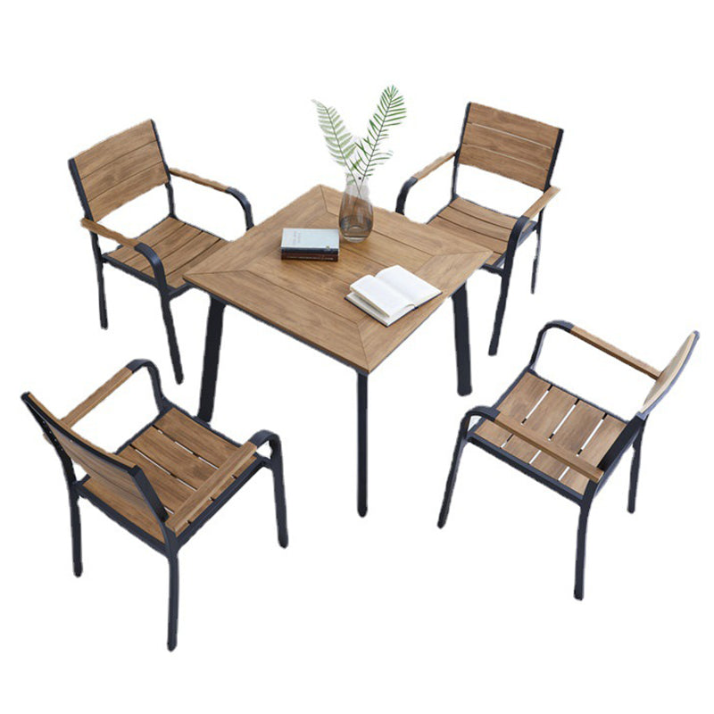 Modern Style 1/4/5/7/9 Pieces Metal Dining Set Reclaimed Wood Table Set for Outdoor