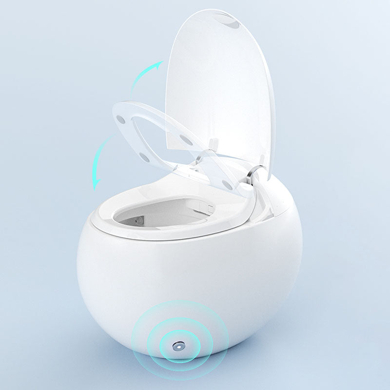 White Egg Shaped Electronic Elongated Toilet Floor Standing Bidet