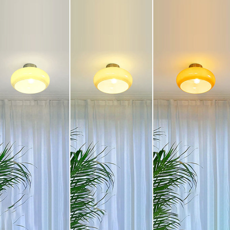 Drum Shape Glass Flush Mount Light Modern Style 1 Light Ceiling Mount Light