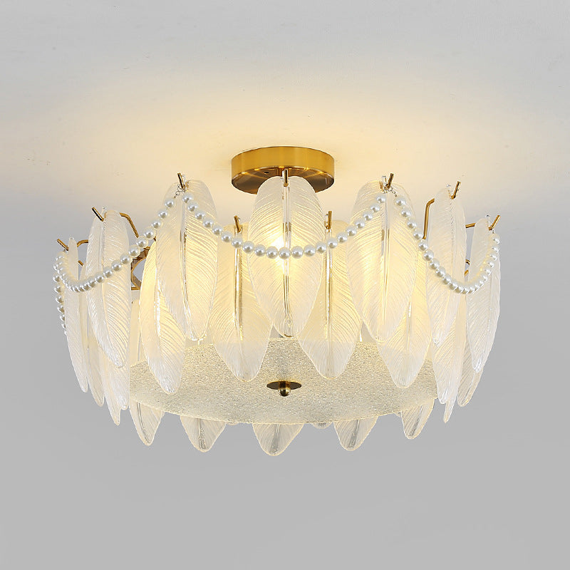 Household Ceiling Light Modern Glass Flush Mount Light Fixture for Bedroom