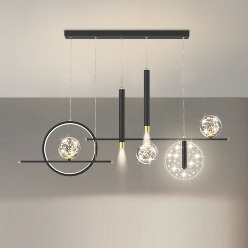Modern Metal Ceiling Light Circle Shape Island Light with Plastic Shade for Living Room