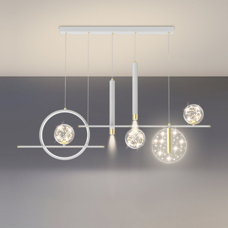 Modern Metal Ceiling Light Circle Shape Island Light with Plastic Shade for Living Room