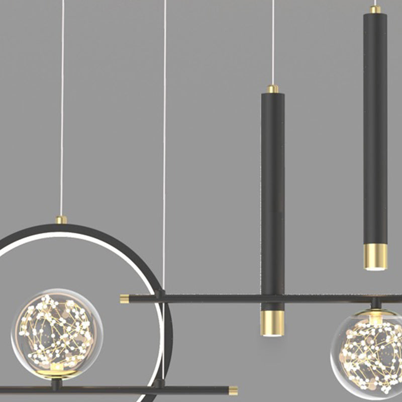 Modern Metal Ceiling Light Circle Shape Island Light with Plastic Shade for Living Room