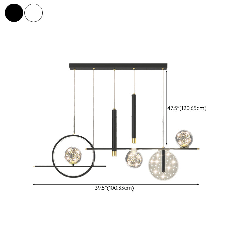 Modern Metal Ceiling Light Circle Shape Island Light with Plastic Shade for Living Room