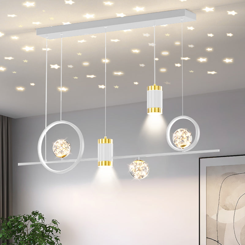 Modern Metal Ceiling Light Circle Shape Island Light with Acrylic Shade for Living Room
