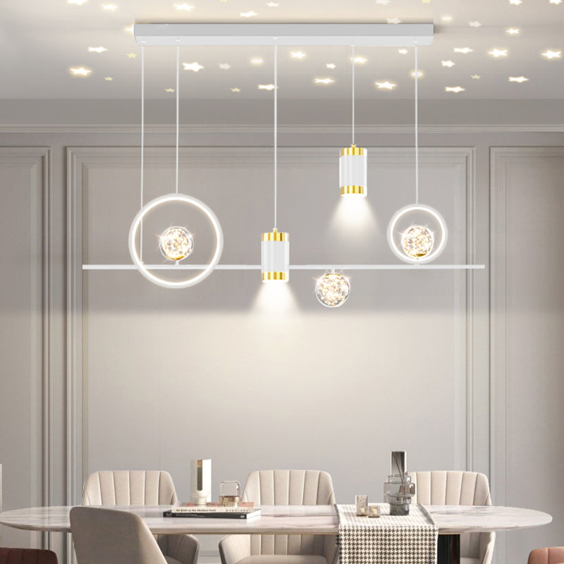 Modern Metal Ceiling Light Circle Shape Island Light with Acrylic Shade for Living Room