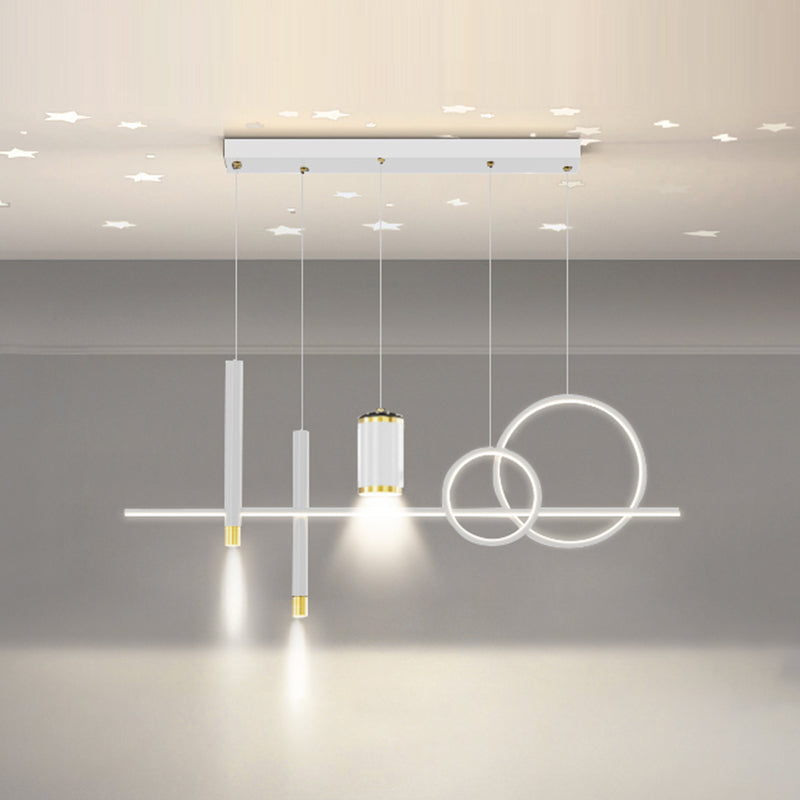 Modern Metal Ceiling Light Circle Shape Island Light with Acrylic Shade for Living Room