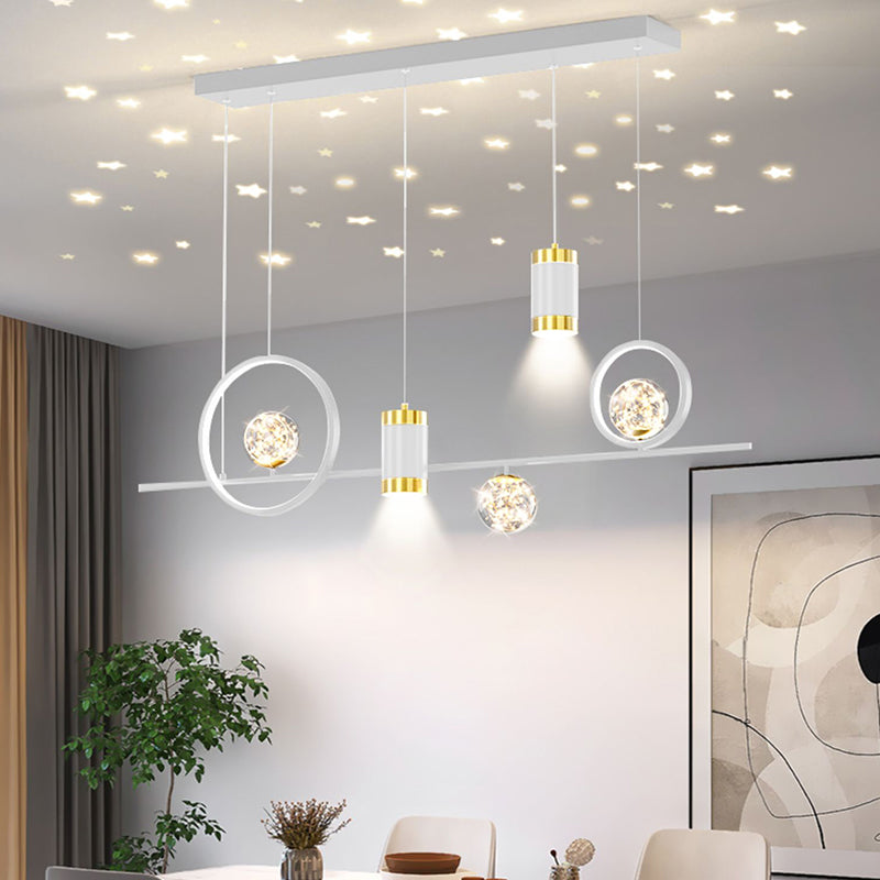 Modern Metal Ceiling Light Circle Shape Island Light with Acrylic Shade for Living Room