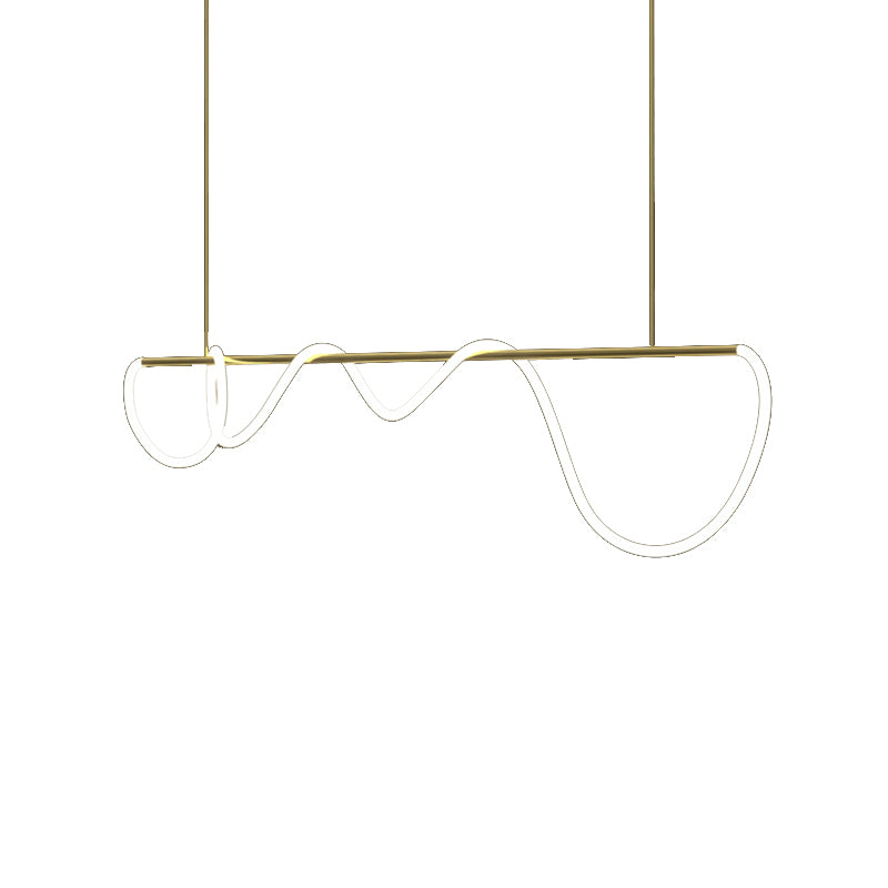Modern Metal Ceiling Light Linear Shape Island Light with Silicone Shade for Living Room