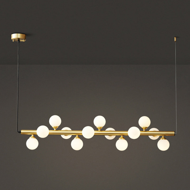 13 Lights Linear Island Pendant Modern Glass Island Light Fixture