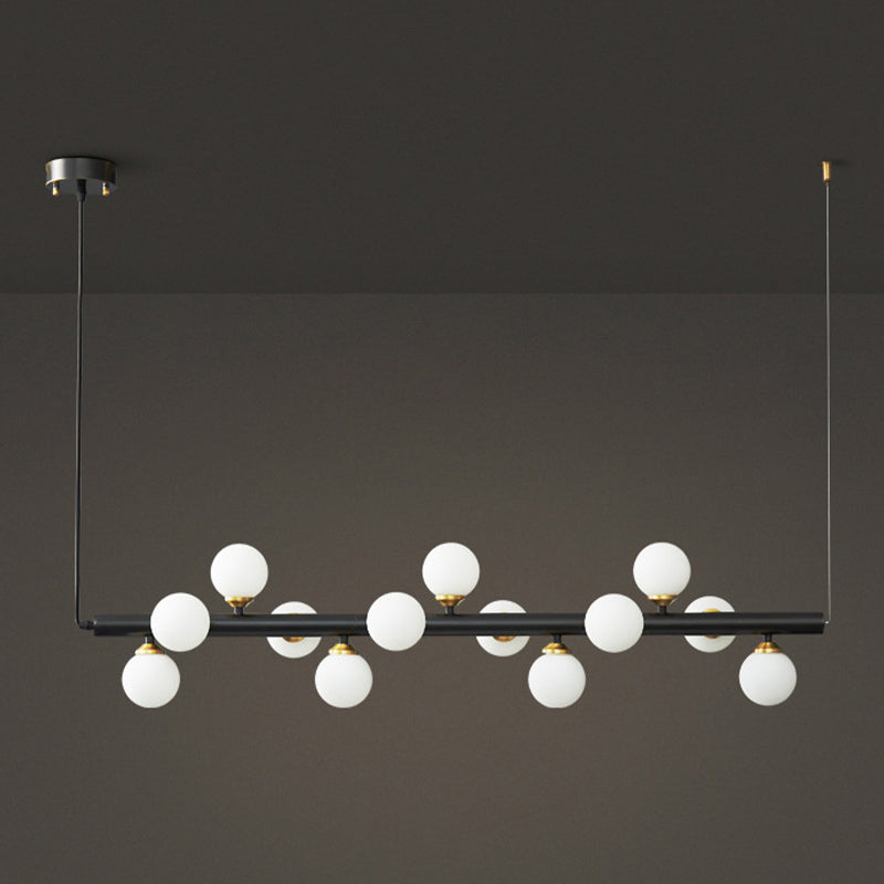 13 Lights Linear Island Pendant Modern Glass Island Light Fixture