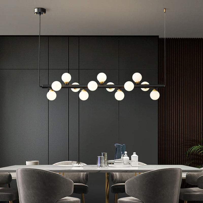 13 Lights Linear Island Pendant Modern Glass Island Light Fixture