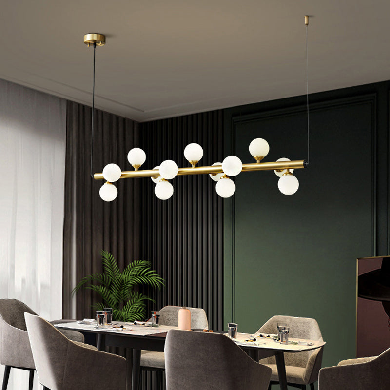13 Lights Linear Island Pendant Modern Glass Island Light Fixture