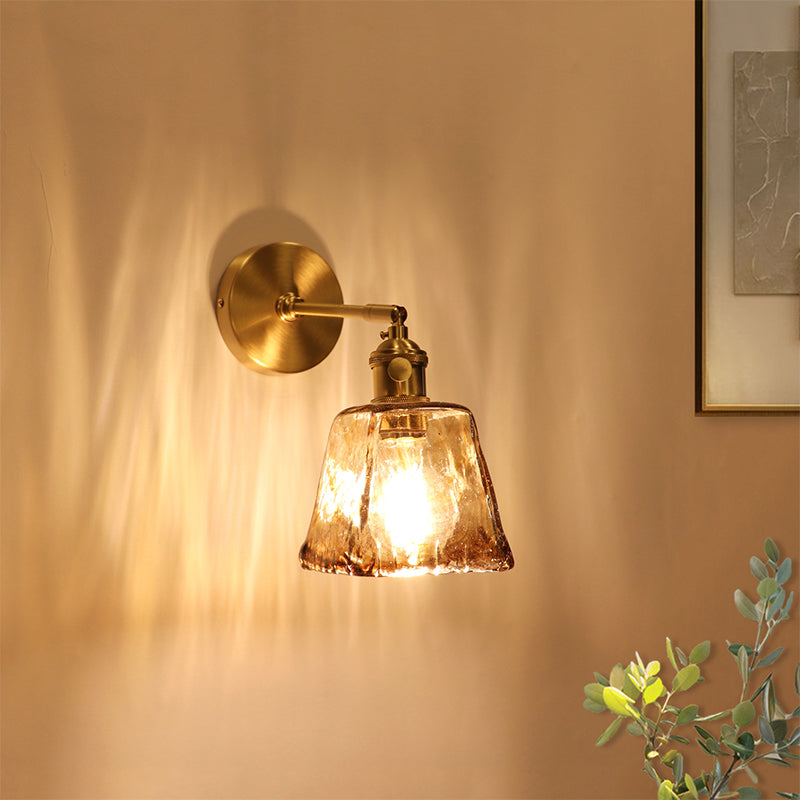 Glass Shaded Lighting Contemporary Golden Wall Light for Room