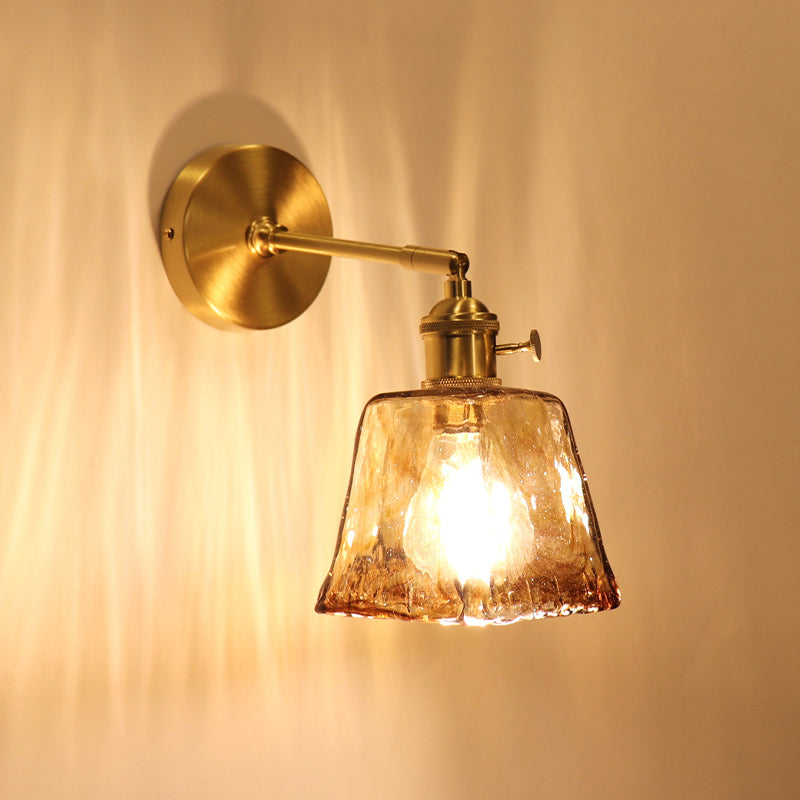 Glass Shaded Lighting Contemporary Golden Wall Light for Room