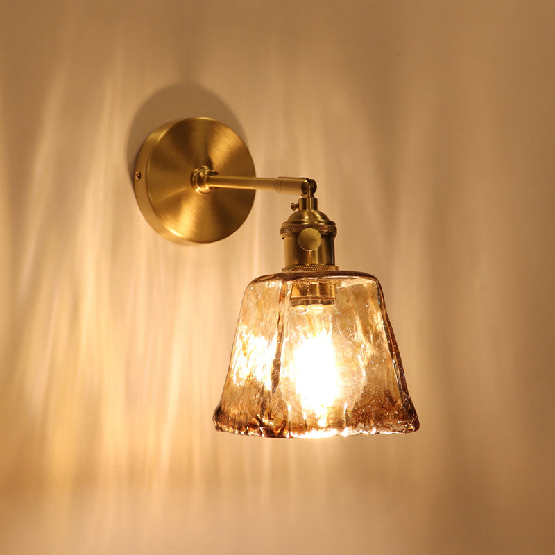 Glass Shaded Lighting Contemporary Golden Wall Light for Room