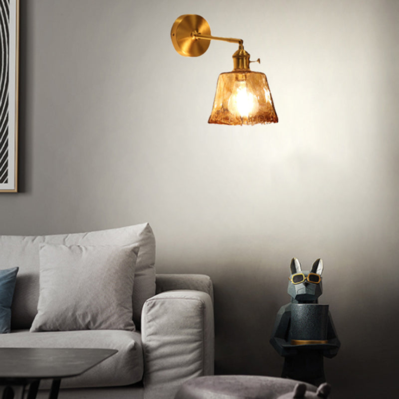 Glass Shaded Lighting Contemporary Golden Wall Light for Room