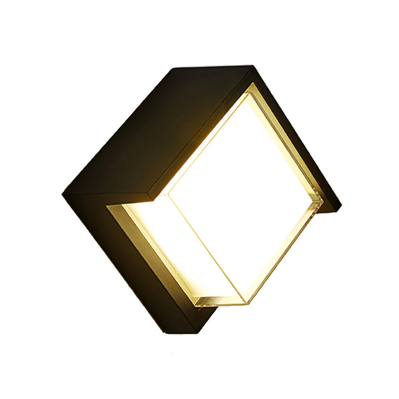 Modern Metal Wall Sconce Geometric Shape Wall Light with Acrylic Shade for Courtyard