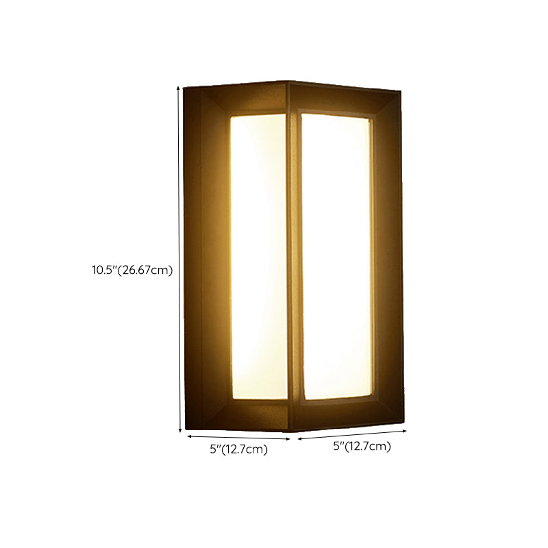 Modern Metal LED Wall Sconce Rectangle Shape Wall Light with Acrylic Shade for Courtyard