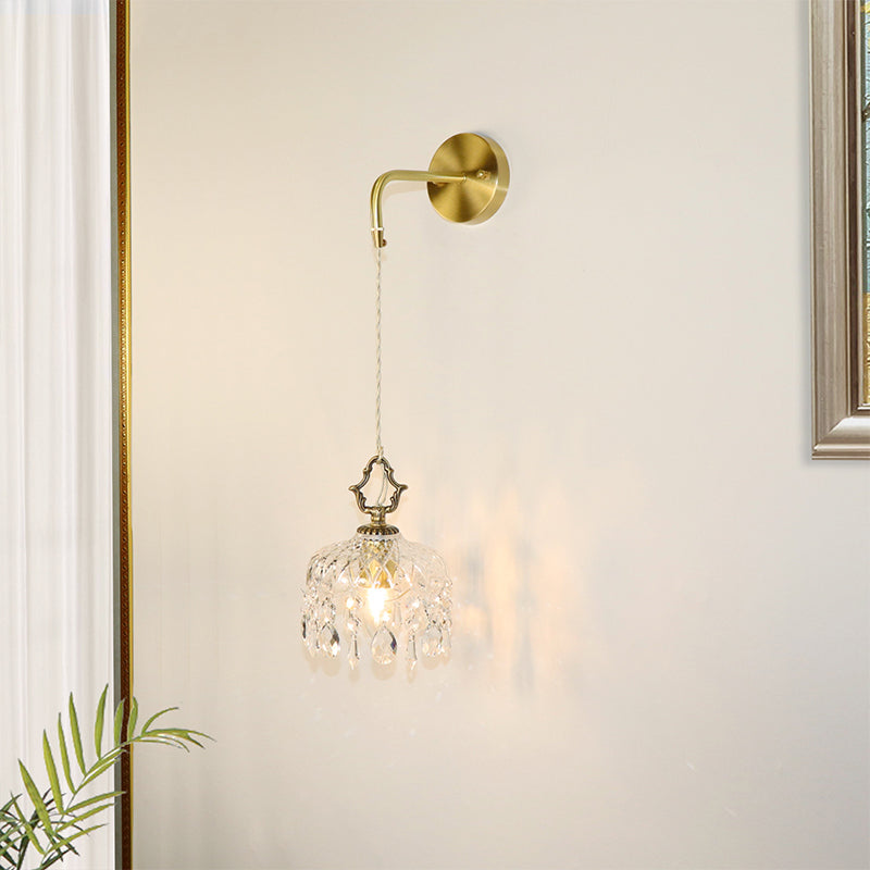 Modernism Golden Metal Wall Light Glass Shaded Lighting for Home