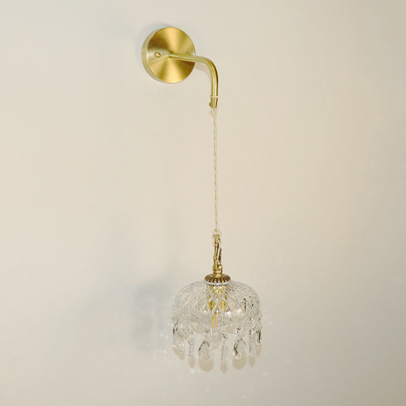 Modernism Golden Metal Wall Light Glass Shaded Lighting for Home