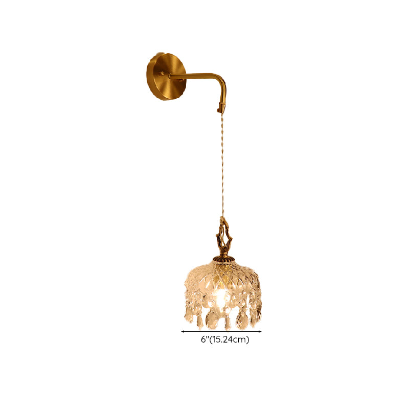 Modernism Golden Metal Wall Light Glass Shaded Lighting for Home