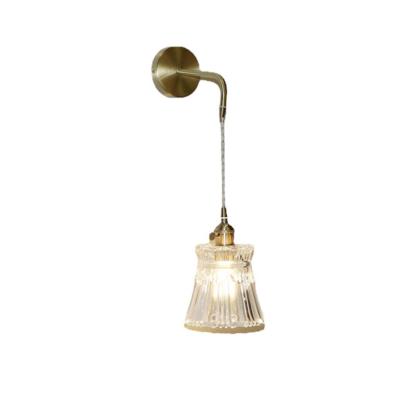 Golden Metal Lighting Glass Shaded Wall Light for Room and Foyer