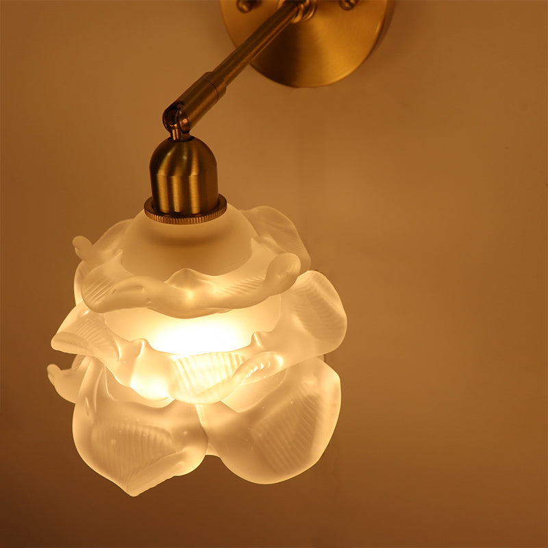 Modernism Glass Shaded Wall Light Golden Metal Lighting for Home
