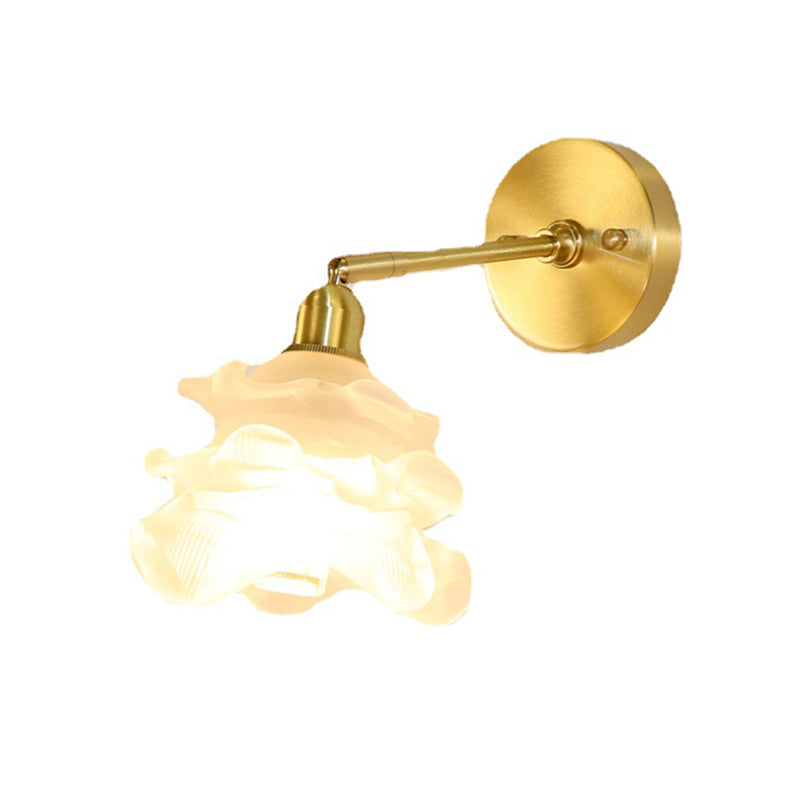 Modernism Glass Shaded Wall Light Golden Metal Lighting for Home