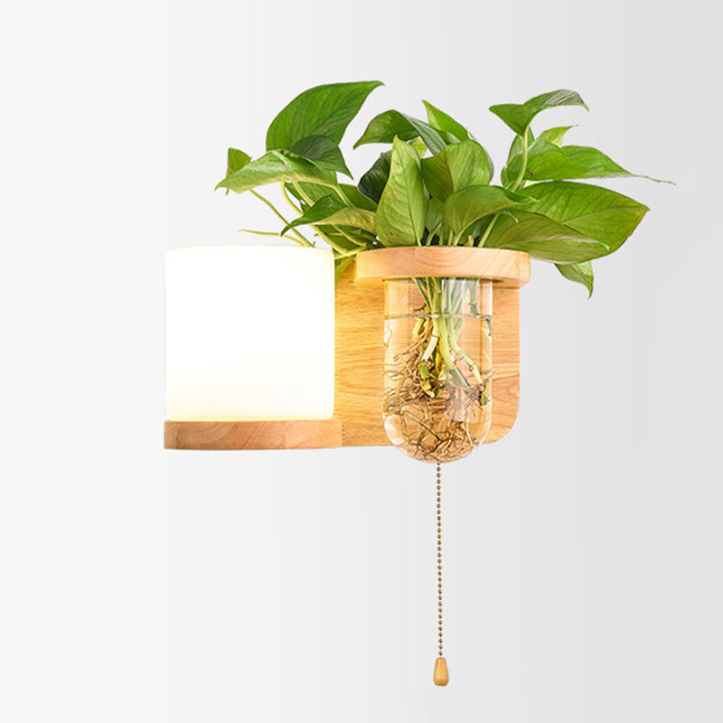 1 Light Wall Light Fixture Modern Wood Wall Mounted Lighting(plants not included)