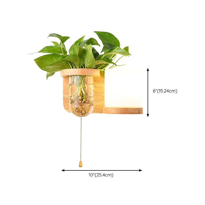 1 Light Wall Light Fixture Modern Wood Wall Mounted Lighting(plants not included)