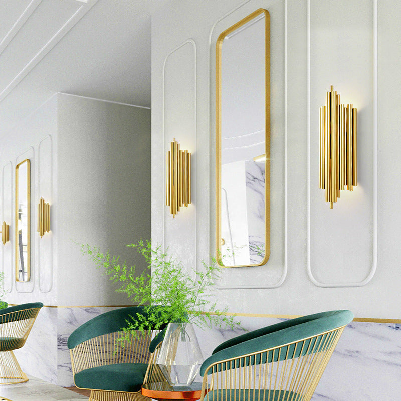 Industrial Wall Light Golden Metallic Shade Wall Light Sconce for Living Room