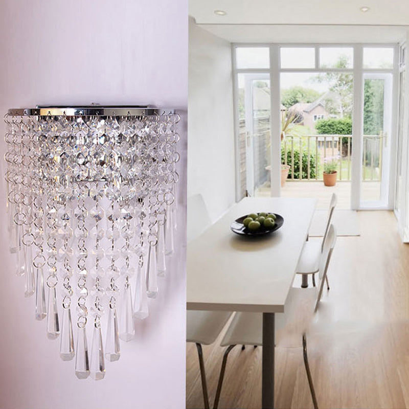 2-Light Unique Shape Wall Light Fixture Modern Crystal Wall Mounted Lighting