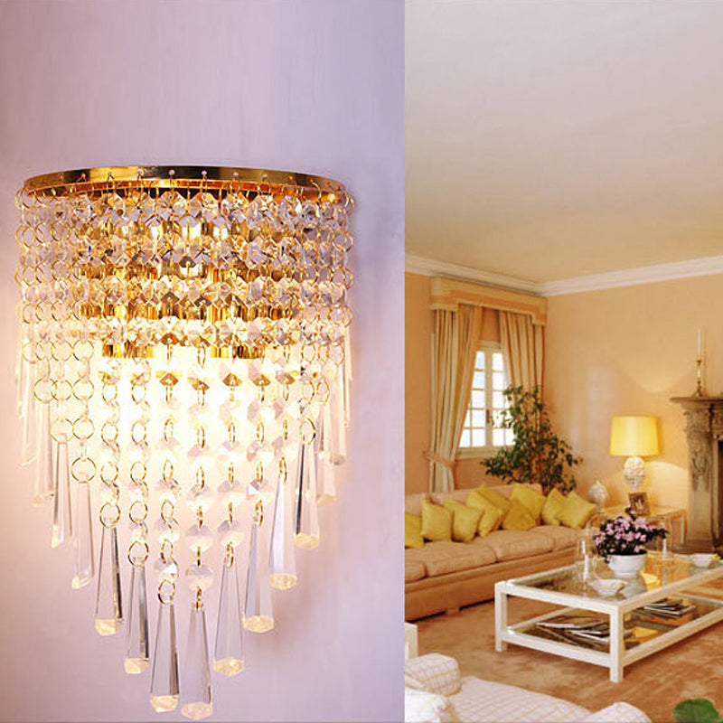 2-Light Unique Shape Wall Light Fixture Modern Crystal Wall Mounted Lighting