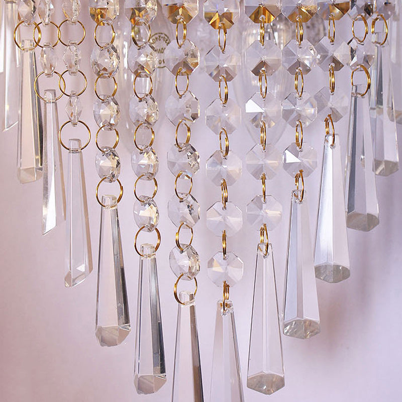 2-Light Unique Shape Wall Light Fixture Modern Crystal Wall Mounted Lighting