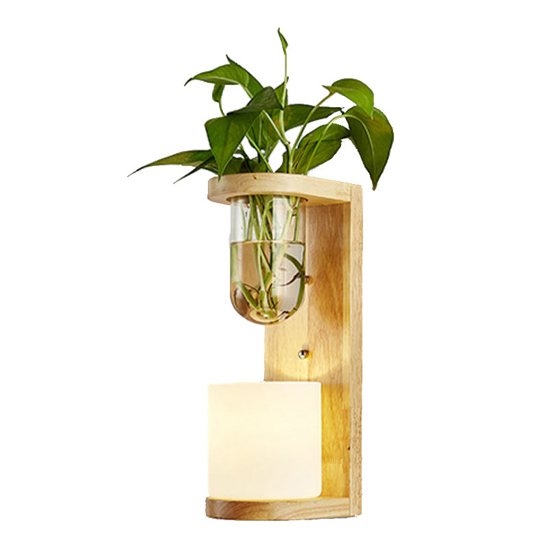 Modern Style Wall Light Wood 1 Light Sconces for Bedroom without Plant