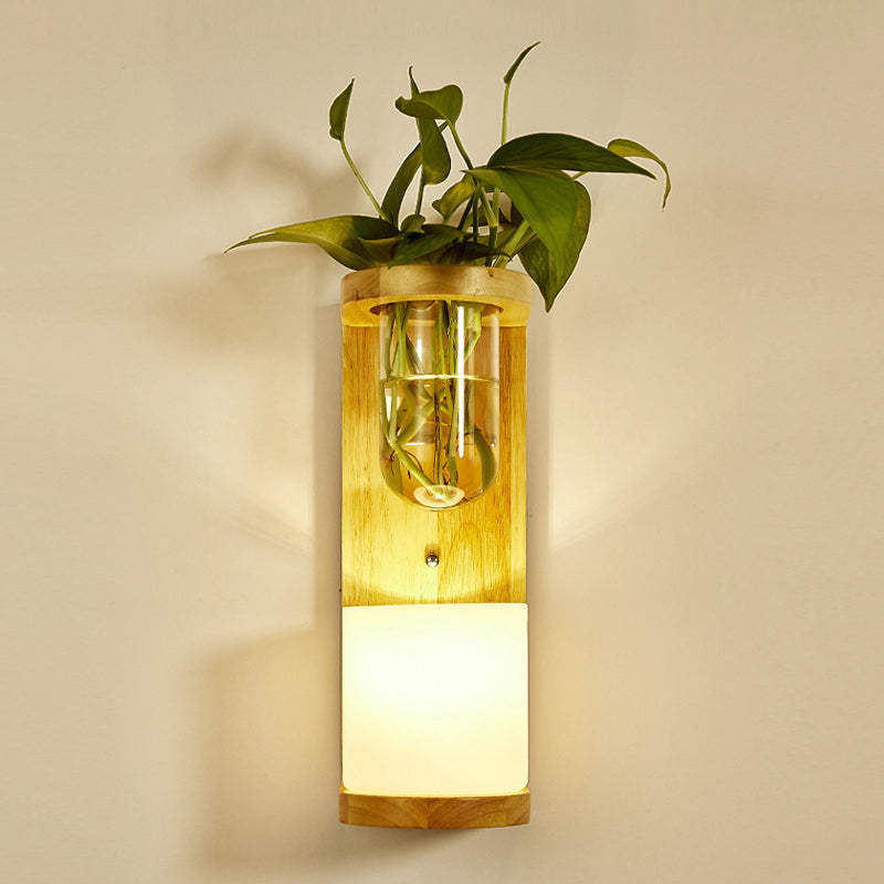 Modern Style Wall Light Wood 1 Light Sconces for Bedroom without Plant