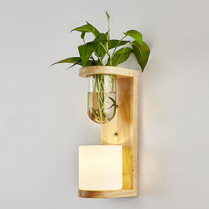 Modern Style Wall Light Wood 1 Light Sconces for Bedroom without Plant