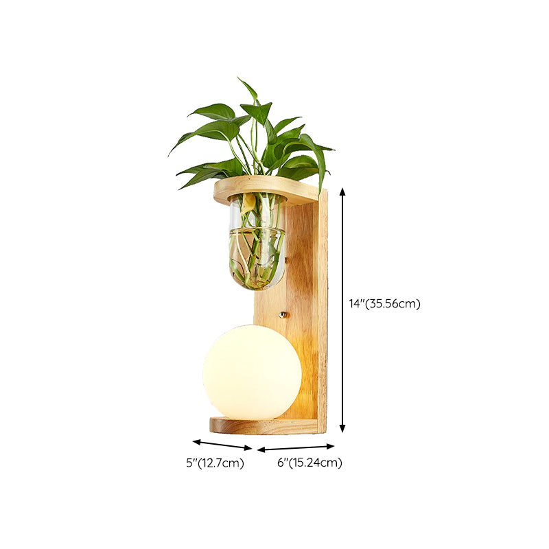 Modern Style Wall Light Wood 1 Light Sconces for Bedroom without Plant