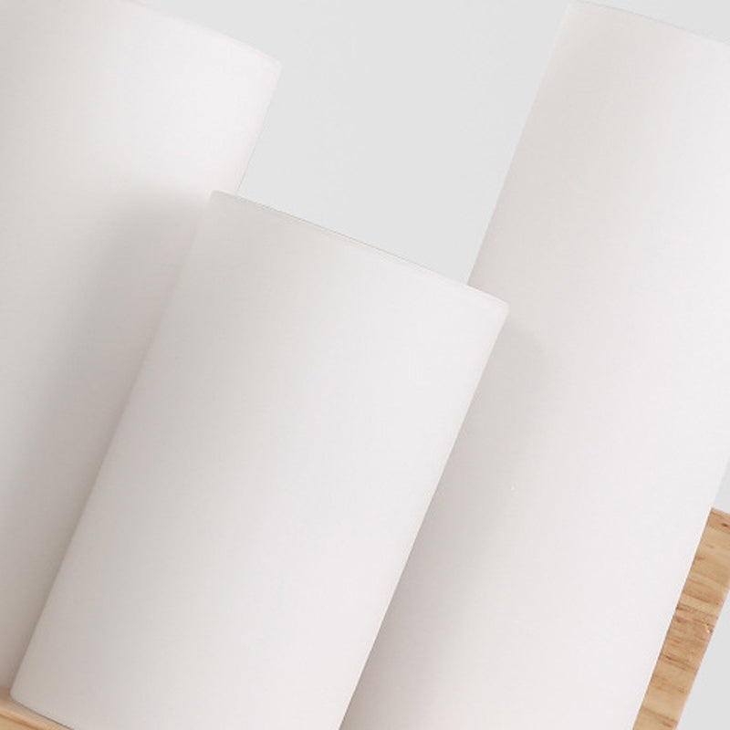 Modern Style Cylinder Shape Wall Light Wood 3 Lights Sconces for Bedroom
