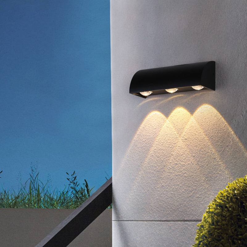 3 - Light LED Wall Flush Mount Light Fixture in Black Contemporary Metal Wall Light