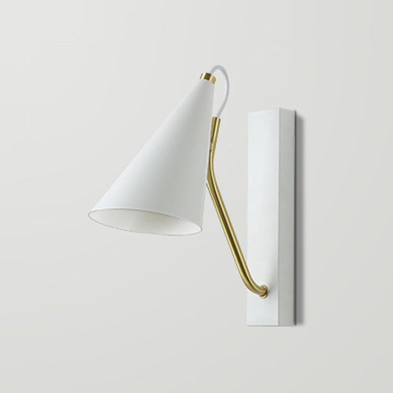 Single Contemporary Black/White Wall Mounted Sconce Metallic Shaded Wall Light