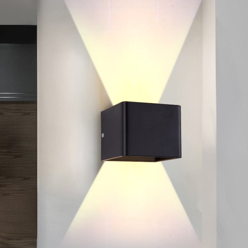 2-Light Contemporary White/Black Wall Mounted Sconce Rectangle Wall Light