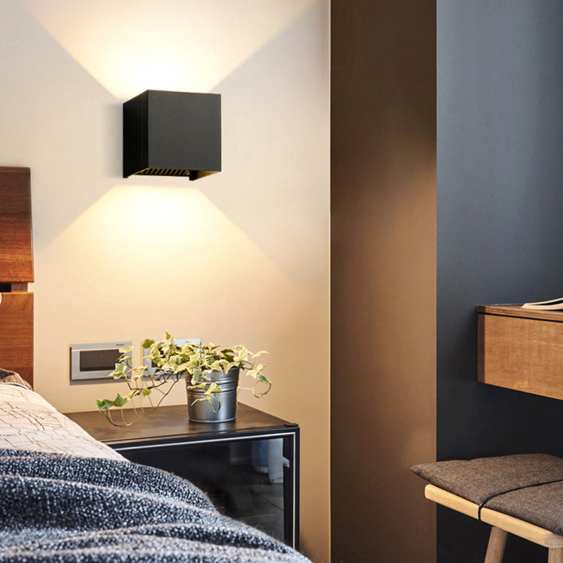 2-Light Contemporary White/Black Wall Mounted Sconce Rectangle Wall Light